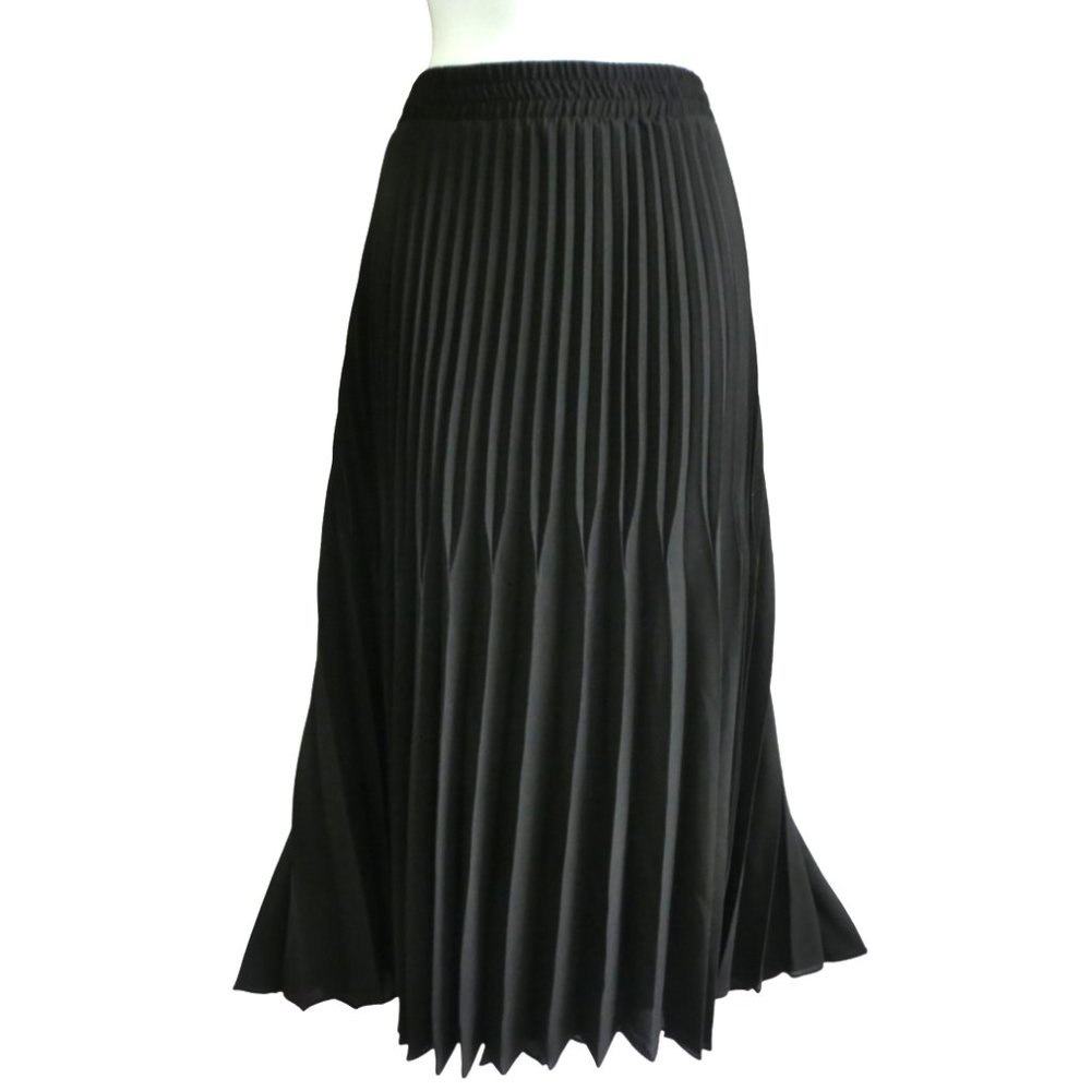 NEW Max Studio Black Accordion Long Midi Skirt Lined Elastic Waist Pull On XL